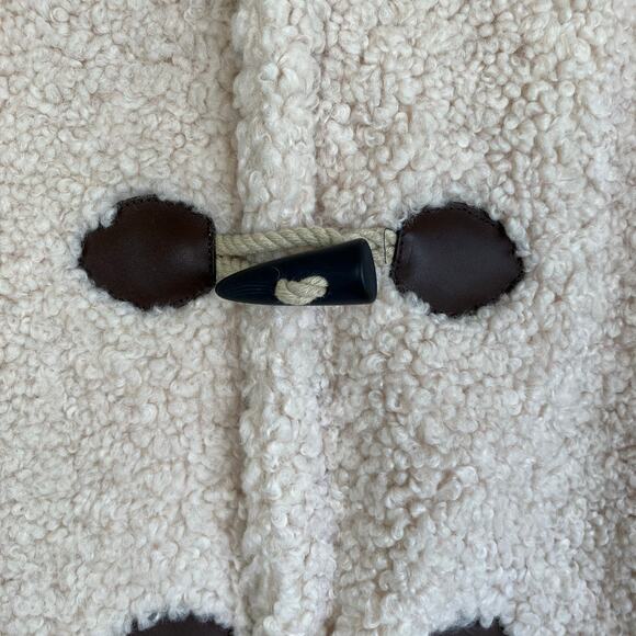 J. Crew NWT Sz S Faux-Sherpa Toggle Coat Teddy Coat in Cement (Cream) Warm Cozy - Picture 15 of 16
